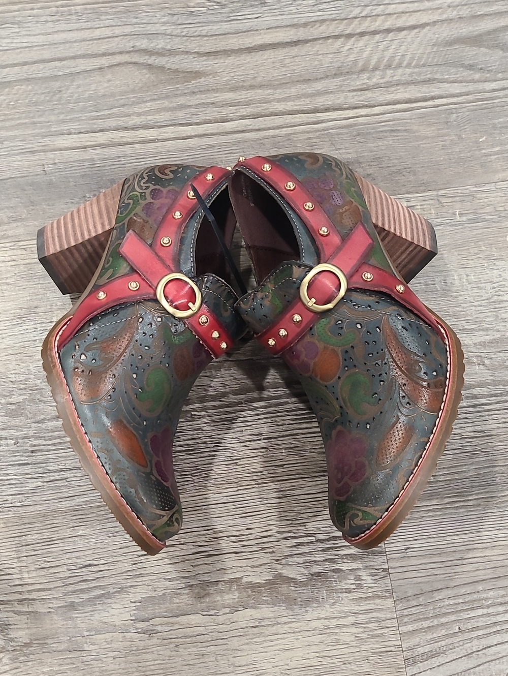 L’artiste By Spring StepFiraplay Green Floral Ankle Boot Size 36/5.5 - Picture 4 of 6
